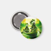 Zwei Amerikanische Ureinwohner rudern auf dem See Magnet (Vorderseite/Rückseite)