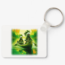 Zwei Amerikanische Ureinwohner rudern auf dem See