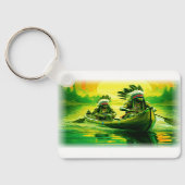 Zwei Amerikanische Ureinwohner rudern auf dem See Schlüsselanhänger (Rückseite)