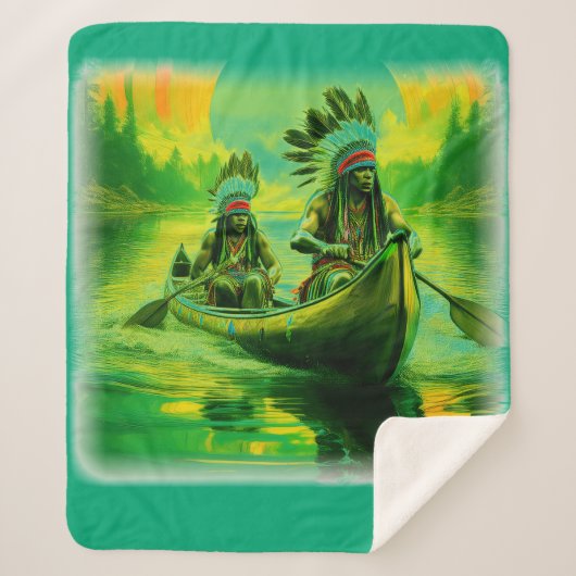 Zwei Amerikanische Ureinwohner rudern auf dem See Sherpadecke (Vorderseite)