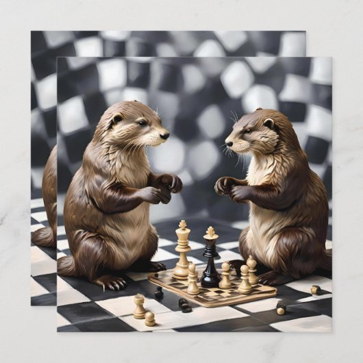 Zwei andere spielen Schach, Einladung (Vorne/Hinten)