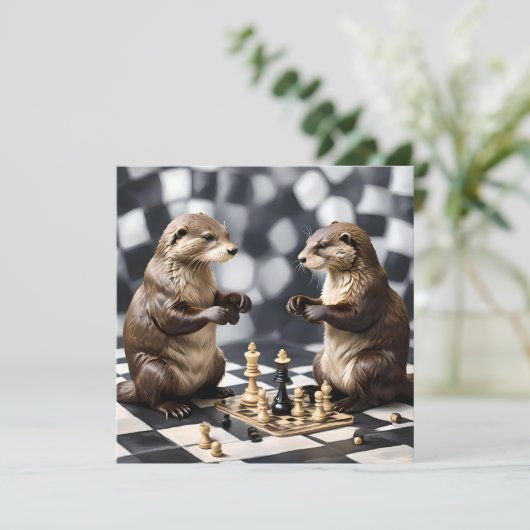 Zwei andere spielen Schach, Einladung (Stehend Vorderseite)