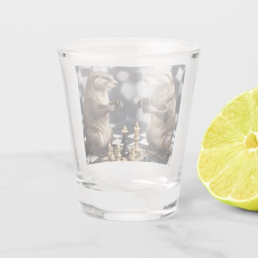 Zwei andere spielen Schach, Schnapsglas (Rückseite)