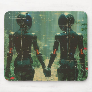 Zwei Androiden Hand in Hand Mauspad