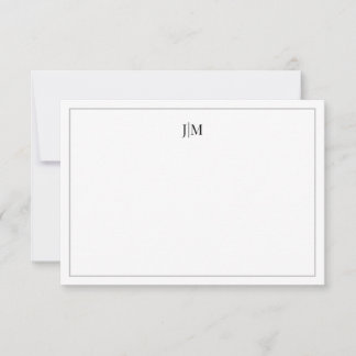Zwei anfängliche Monogramm-Schwarz-Paar-Papeterie Dankeskarte