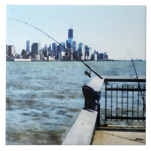 Zwei Angelruten Fliese (Vorderseite)