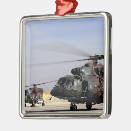 Zwei Angesagte Hubschrauber der mittleren Generati Silbernes Ornament (Links)