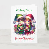 Zwei Anime Elves | Niedliche Weihnachten (Vorderseite)