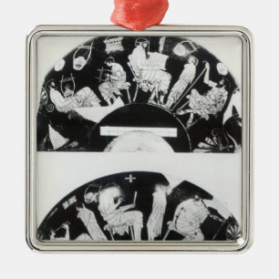 Zwei Ansichten einer Dachboden Rotzahl Schale Silbernes Ornament