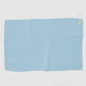 Zwei Ansichten eines hellblauen Handtuchs mit eine Golfhandtuch (Horizontal)