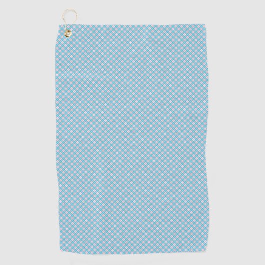 Zwei Ansichten eines hellblauen Handtuchs mit eine Golfhandtuch (Vorderseite)