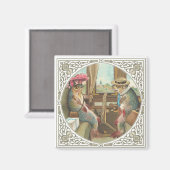 Zwei anthropomorphe Fische auf einem Zug Magnet (Vorderseite/Rückseite)