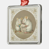 Zwei anthropomorphes Mäuseablesen Silbernes Ornament (Links)