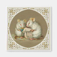 Zwei anthropomorphes White Mäuse Reading Paper