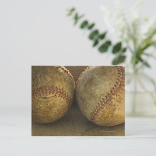 Zwei antike Baseballs Postkarte (Stehend Vorderseite)