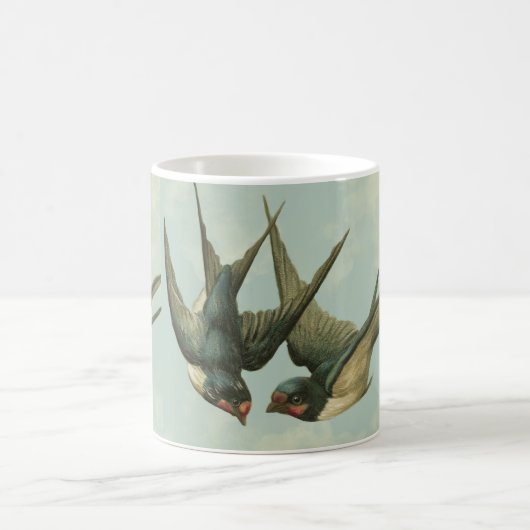 Zwei antike Schwalben Kaffeetasse (Mittel)