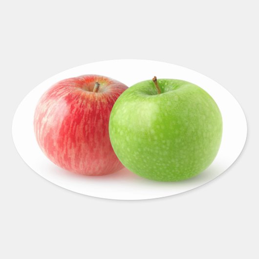 Zwei Äpfel Ovaler Aufkleber (Vorderseite)