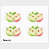 Zwei Apfelhälften Ovaler Aufkleber (Blatt)