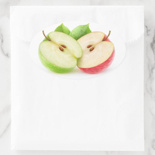 Zwei Apfelhälften Ovaler Aufkleber (Tasche)