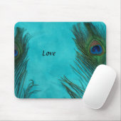 Zwei Aqua Peacock Feathers Mousepad (Mit Mouse)