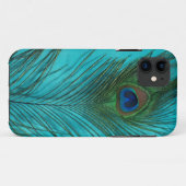 Zwei Aqua-Pfau-Federn Case-Mate iPhone Hülle (Rückseite (Horizontal))