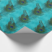 Zwei Aqua-Pfau-Federn Geschenkpapier (Ecke)