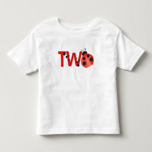 "Zwei" Aquarell-Marienkäfer 2. Geburtstags-Shirt Kleinkind T-shirt