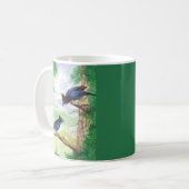 Zwei Aquarell-Stellar-Jay-Vögel Wald Bäume Kaffeetasse (Vorderseite Links)