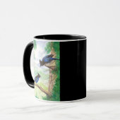 Zwei Aquarell-Stellar-Jay-Vögel Wald Bäume Tasse (Vorderseite Links)