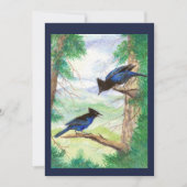 Zwei Aquarellbäume Stellar Jay Vogelwald Bäume Karte (Vorderseite)