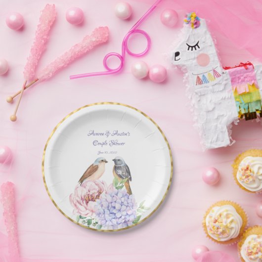 Zwei Aquarellfarben Songbirds Dusche Pappteller (Party)