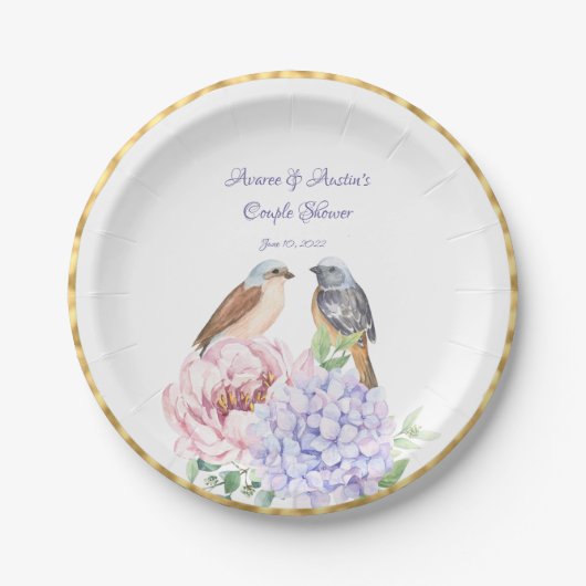 Zwei Aquarellfarben Songbirds Dusche Pappteller (Vorderseite)