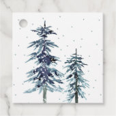 Zwei Aquarellfarben Winter Pine Trees 2 Geschenket Geschenkanhänger (Vorderseite)