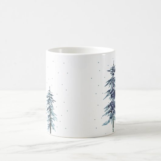 Zwei Aquarellkiefern Winter Pine Trees 2 Kaffeetasse (Mittel)