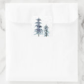 Zwei Aquarellkiefern Winter Pine Trees 2 Quadratischer Aufkleber (Tasche)