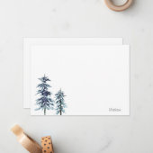 Zwei Aquarellkiefern Winter Pine Trees Mitteilungskarte (Vorderseite/Rückseite Beispiel)