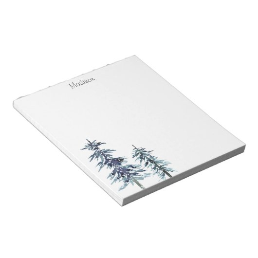 Zwei Aquarellkiefern Winter Pine Trees Notizblock (angewinkelt)