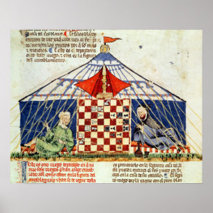 Zwei Araber, die Schach in einem Zelt spielen Poster