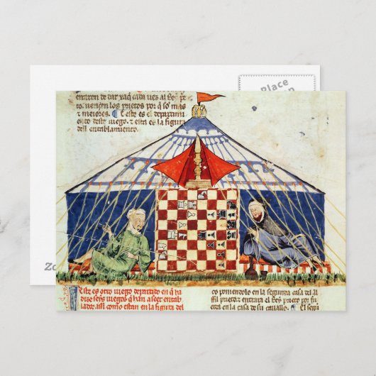 Zwei Araber spielen Schach in einem Zelt Postkarte (Vorne/Hinten)
