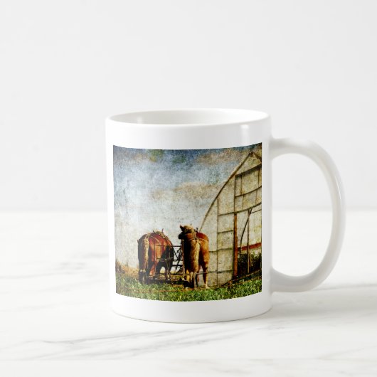 Zwei arbeitsbereite Pferde Kaffeetasse (Rechts)