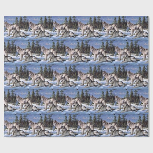 Zwei arktische Wölfe malen Geschenkpapier (Flach)