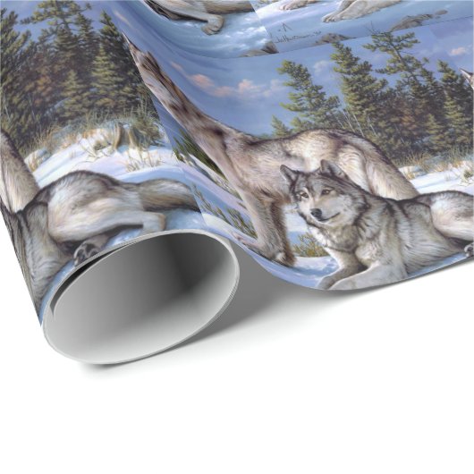 Zwei arktische Wölfe malen Geschenkpapier (Rolleneckpunkt)