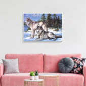 Zwei arktische Wölfe malen Leinwanddruck (Insitu (Wohnzimmer))