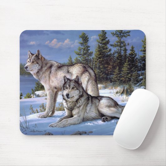 Zwei arktische Wölfe malen Mousepad (Mit Mouse)