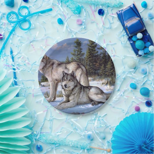 Zwei arktische Wölfe malen Pappteller (Party)