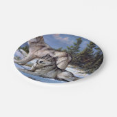 Zwei arktische Wölfe malen Pappteller (Schrägansicht)