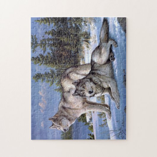 Zwei arktische Wölfe malen Puzzle (Vertikal)