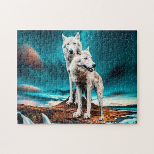 Zwei arktische Wölfe Puzzle (Horizontal)