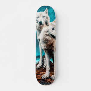 Zwei arktische Wölfe Skateboard