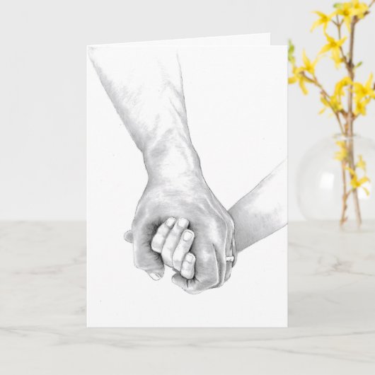 Zwei Arme, die in einer beruhigenden Stütze zusamm Karte (Gelbe Blume)
